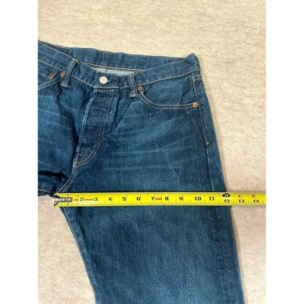 Vintage Levi's 501 Original Fit Jeans Men 34x30 Blue Whiskering Denim Button Fly